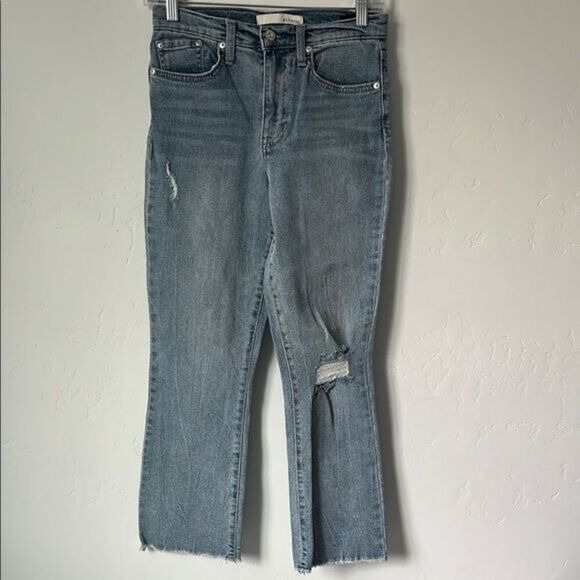 Ella Moss High Waist Crop Flare Distressed Blue Jeans Size 25 - Picture 2 of 6